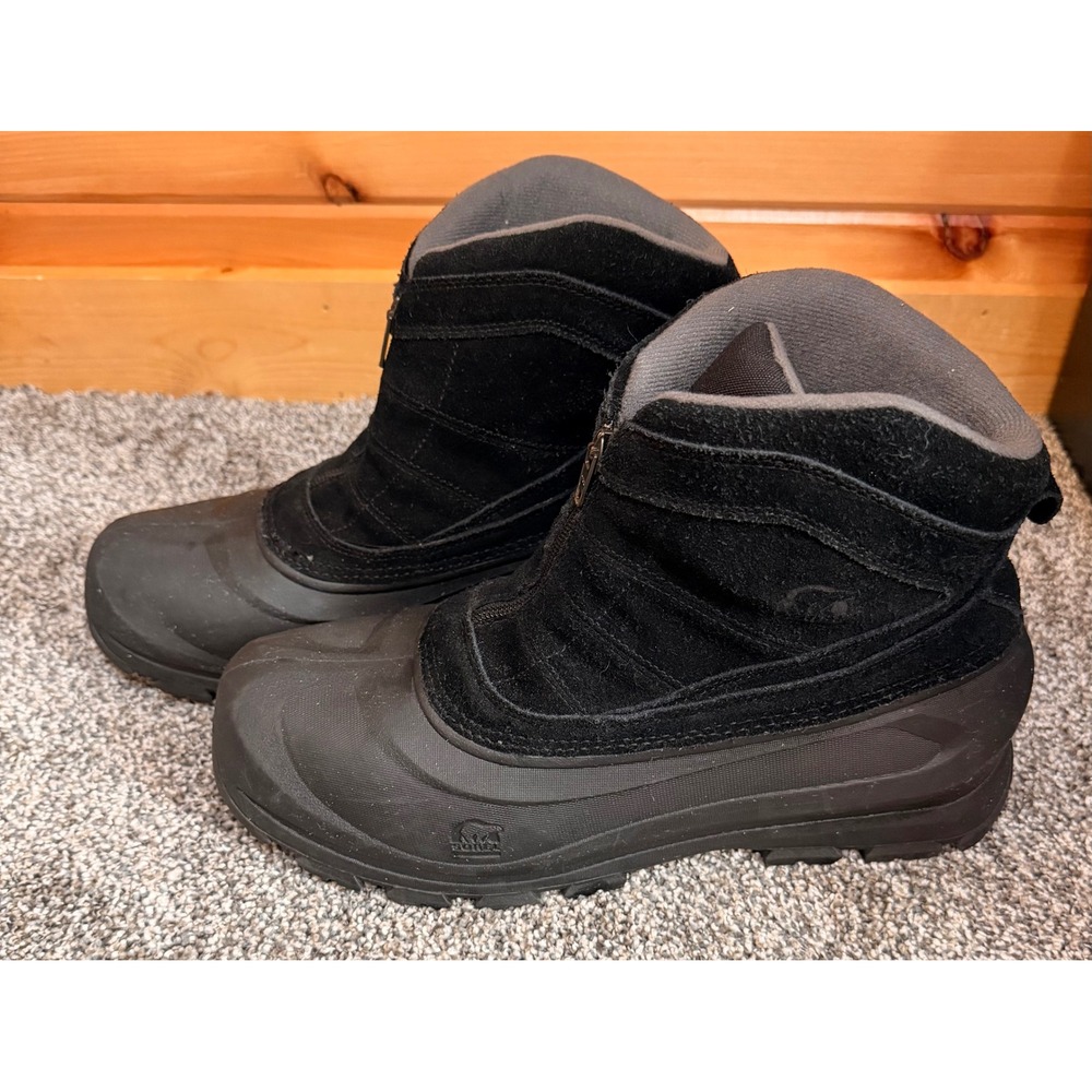 Sorel Mens NM1436-010 Black Suede Thinsulate Winter Snow Boots Zip Up Sz 12